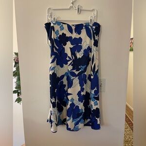 NWT, J. Crew midi skirt satin size large blue and white size large